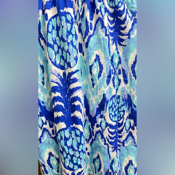 Lilly Pulitzer Tropi Call Me Blue Pineapple Cotton Blend Boho Tunic Top Size S - Picture 6 of 9